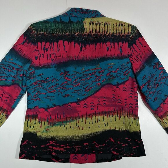 Nancy Bolen City Girl Women Multicolor 100% Silk Button Up Jacket Sequins Sz S - Picture 6 of 6